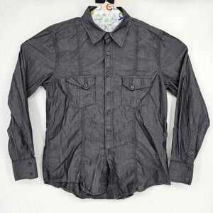 Rock & Roll Cowboy Shirt Mens Large Black Western Button Up Rodeo Long Sleeve